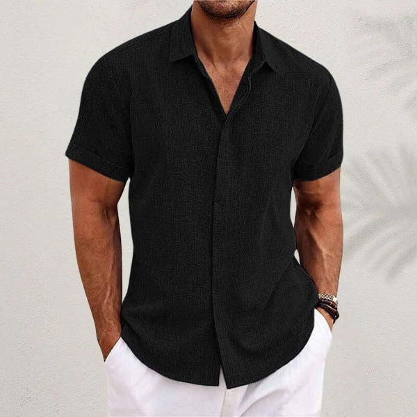 Men’s Linen Blend Short Sleeve Button-Down Shirt