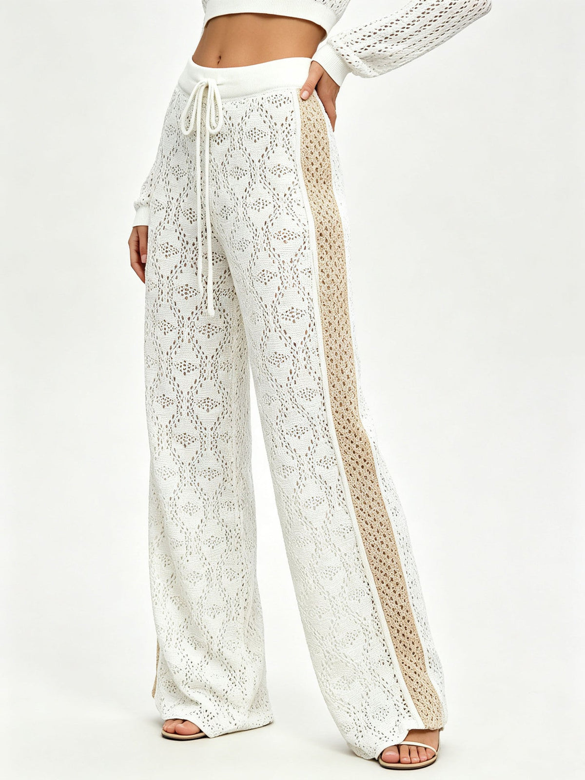 Women’s Hollowed Knit Wide-Leg Pants