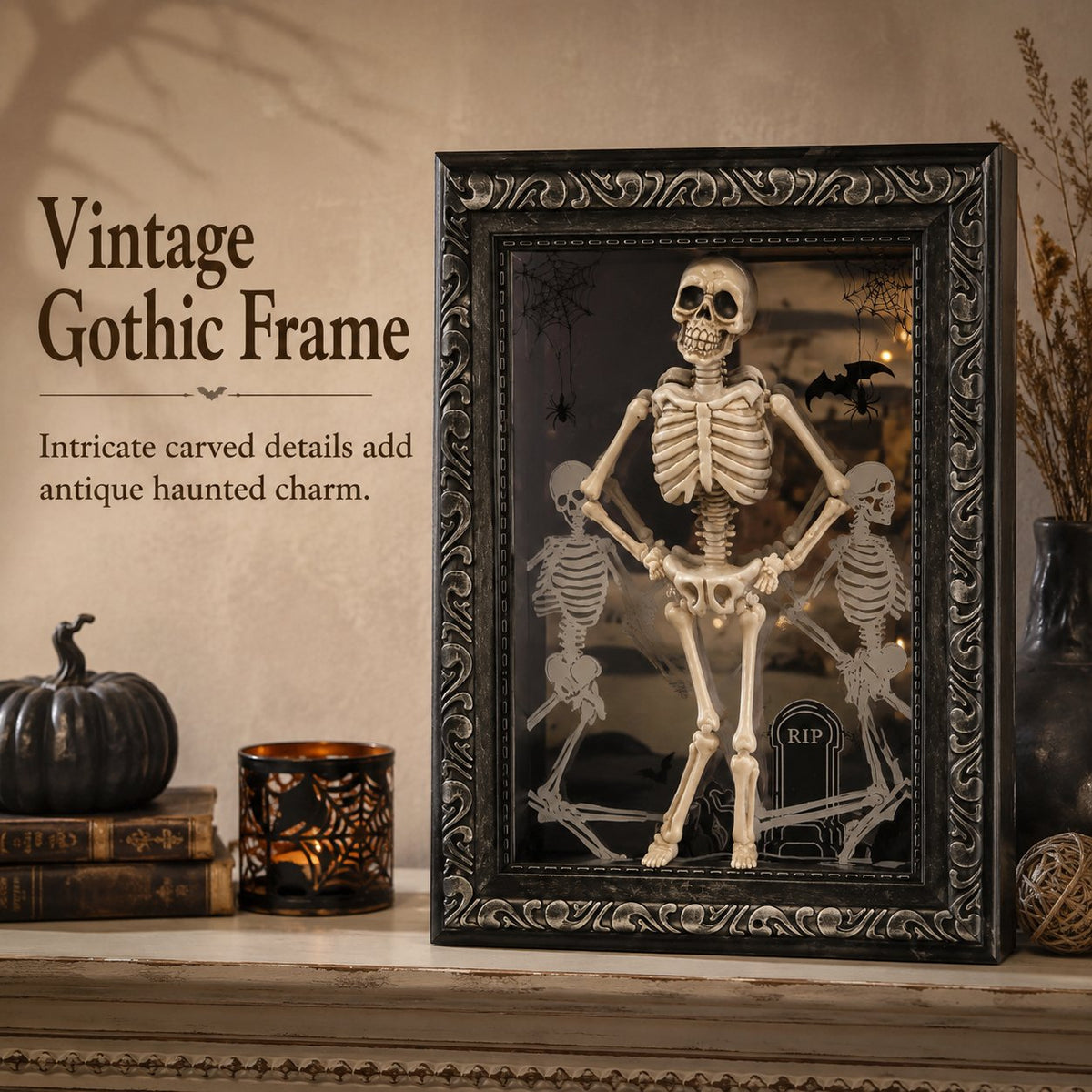 Dancing Skeleton Infinity Mirror Frame _ Stunning Depth LED Decor