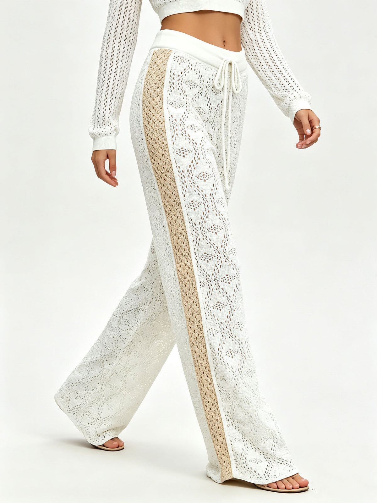 Women’s Hollowed Knit Wide-Leg Pants
