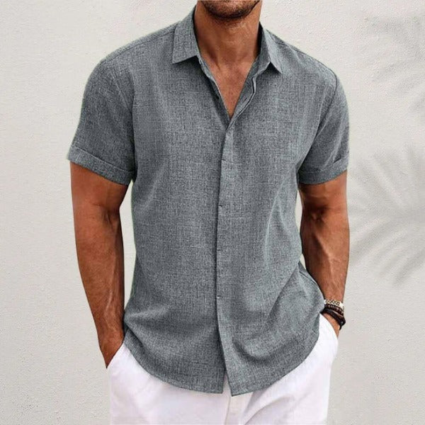 Men’s Linen Blend Short Sleeve Button-Down Shirt