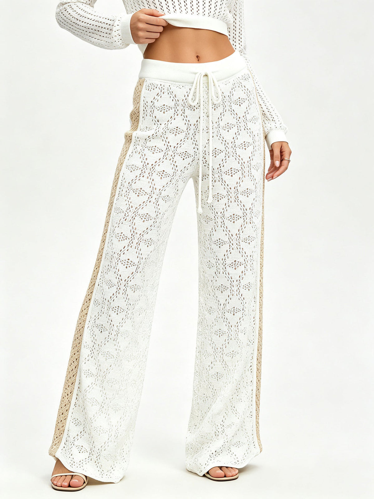 Women’s Hollowed Knit Wide-Leg Pants