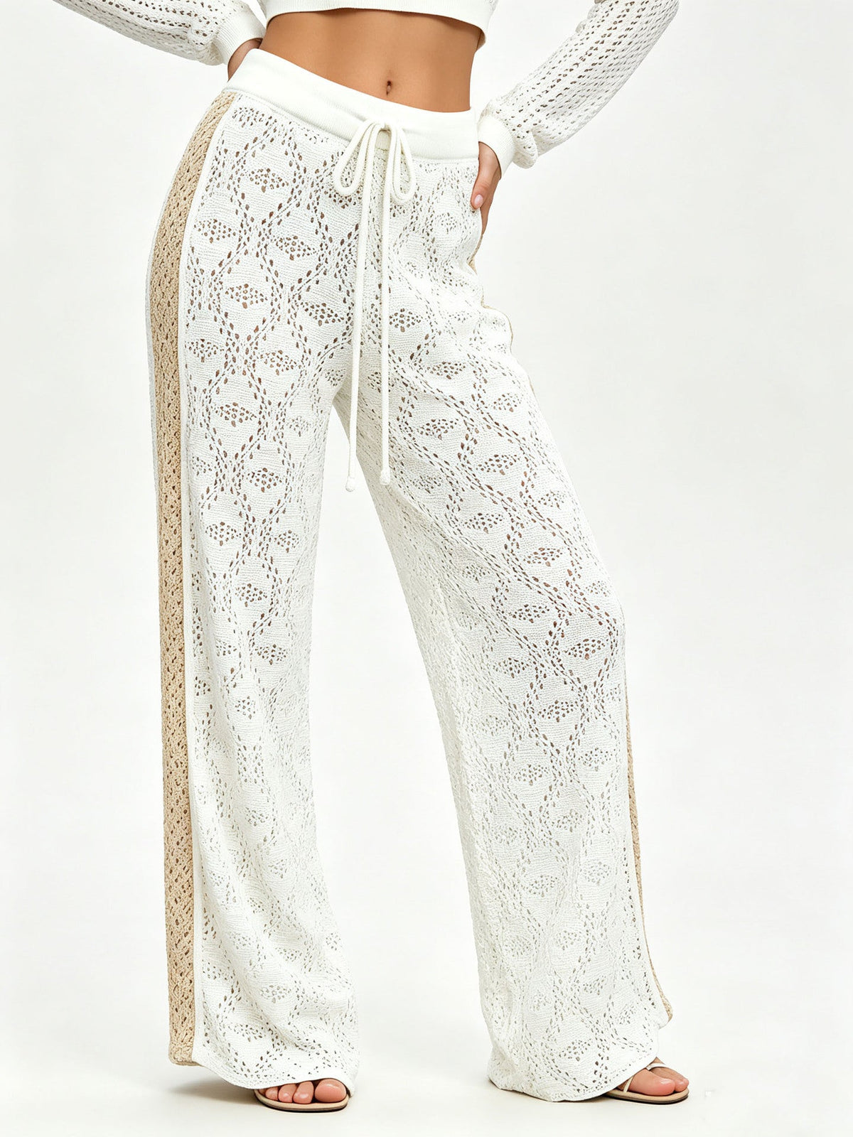 Women’s Hollowed Knit Wide-Leg Pants