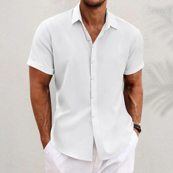 Men’s Linen Blend Short Sleeve Button-Down Shirt