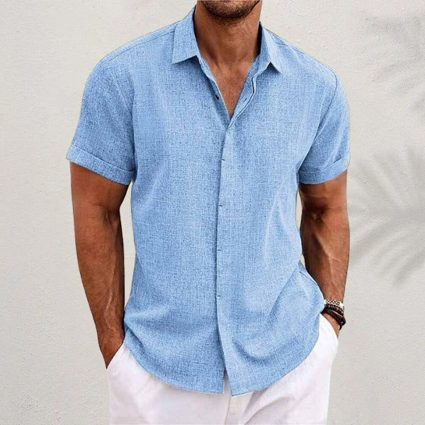 Men’s Linen Blend Short Sleeve Button-Down Shirt