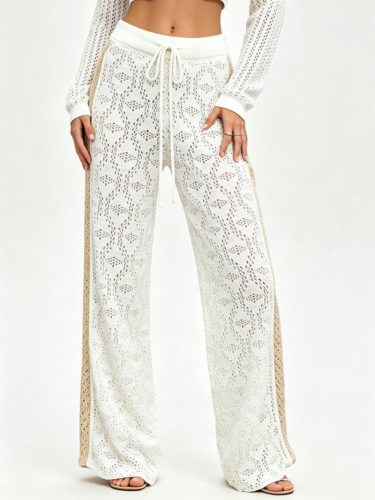 Women’s Hollowed Knit Wide-Leg Pants
