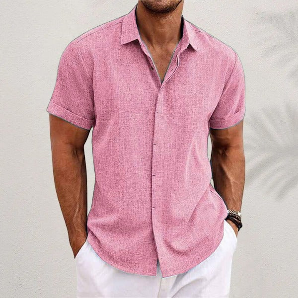 Men’s Linen Blend Short Sleeve Button-Down Shirt