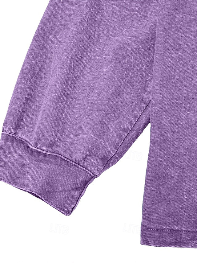 Men's Cotton Acid Wash Long Sleeve Henley Shirt