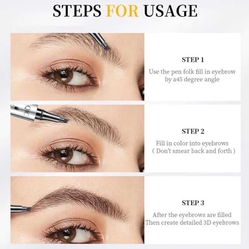 Waterproof Microblading Eyebrow Pen 4 Fork Tip Tattoo Pencil