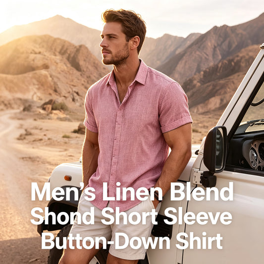Men’s Linen Blend Short Sleeve Button-Down Shirt