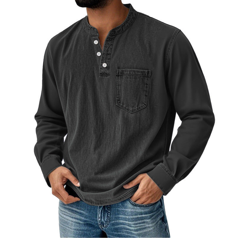 Men’s Vintage Henley Long‑Sleeve Shirt