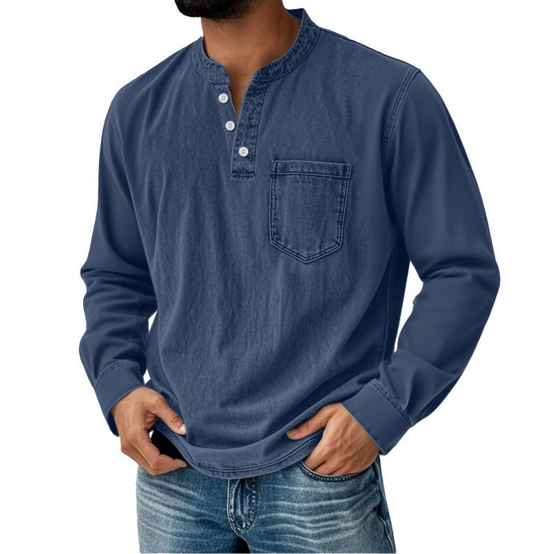 Men’s Vintage Henley Long‑Sleeve Shirt