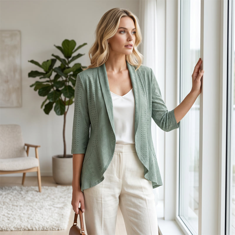 Women's Summer Lightweight Eyelet Cardigan