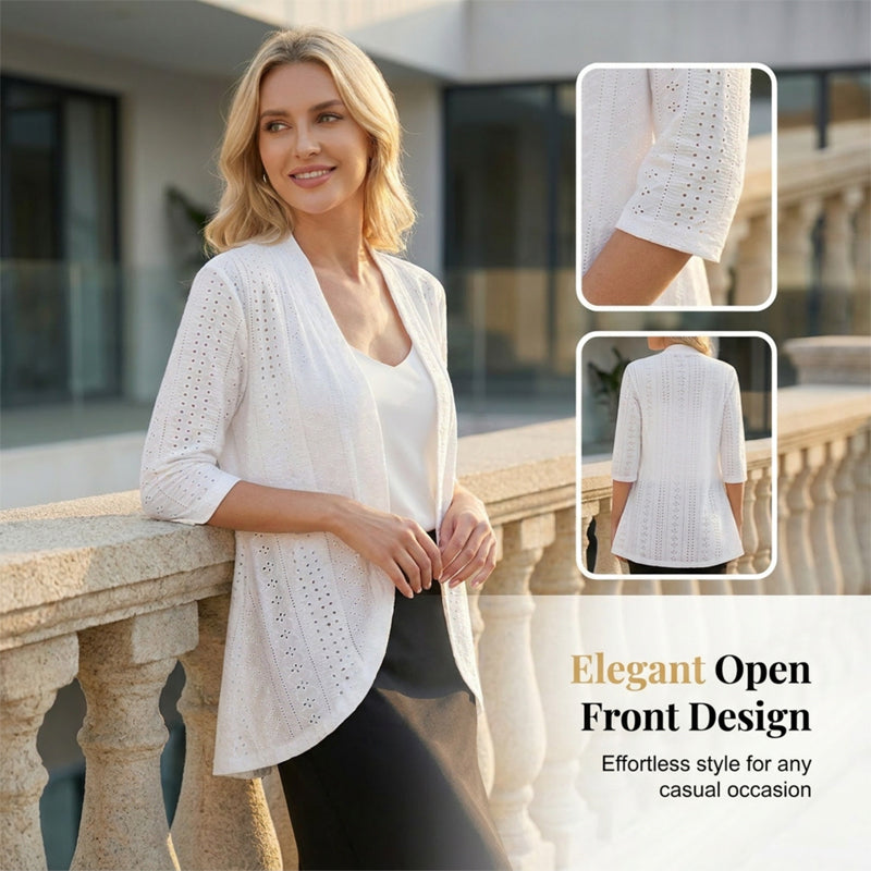 Women's Summer Lightweight Eyelet Cardigan