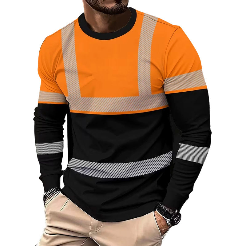 Men's Printed Round-neck Long-sleeve Shirt