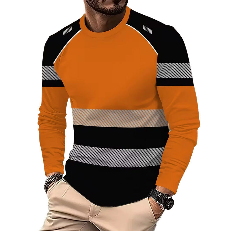 Men's Printed Round-neck Long-sleeve Shirt