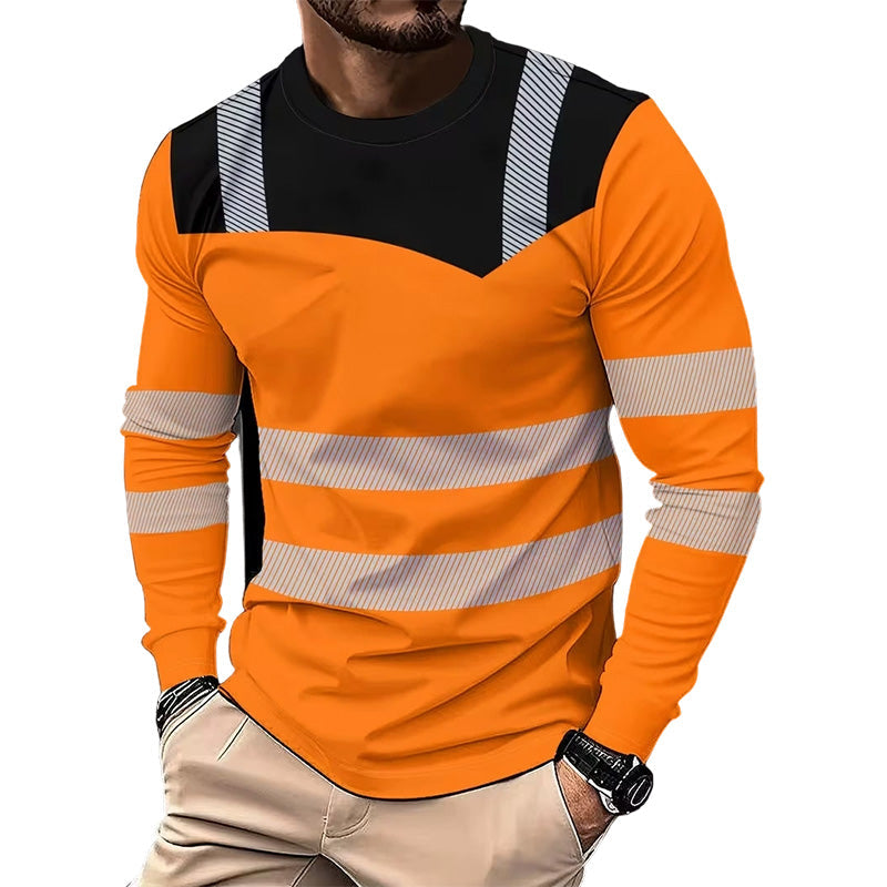 Men's Printed Round-neck Long-sleeve Shirt