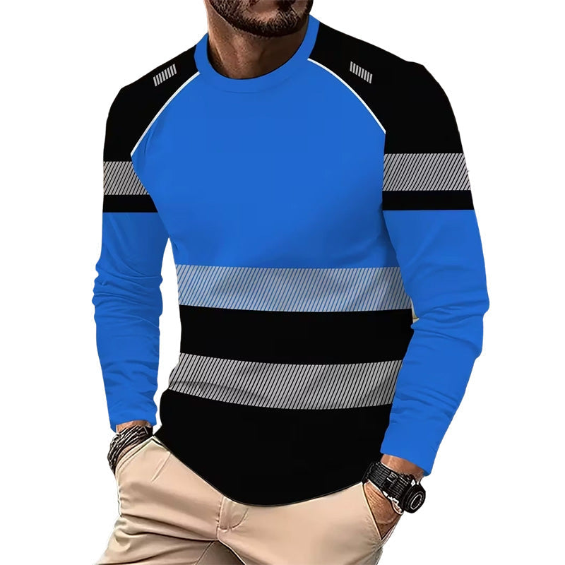 Men's Printed Round-neck Long-sleeve Shirt