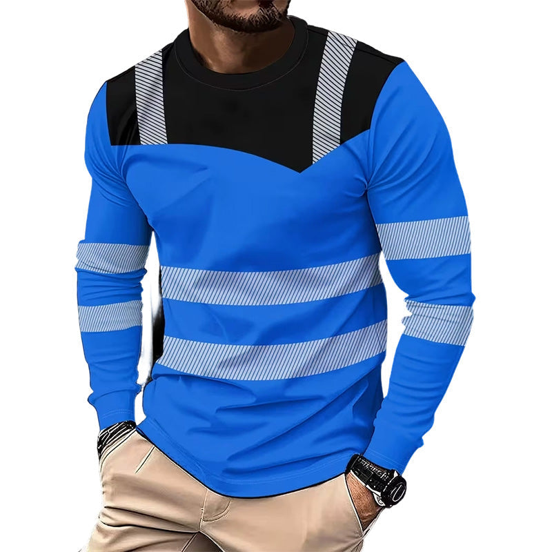 Men's Printed Round-neck Long-sleeve Shirt