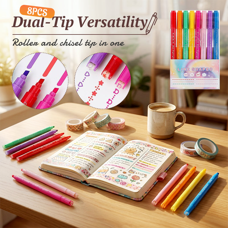 8PCS Dual Tip Curve Highlighter Set