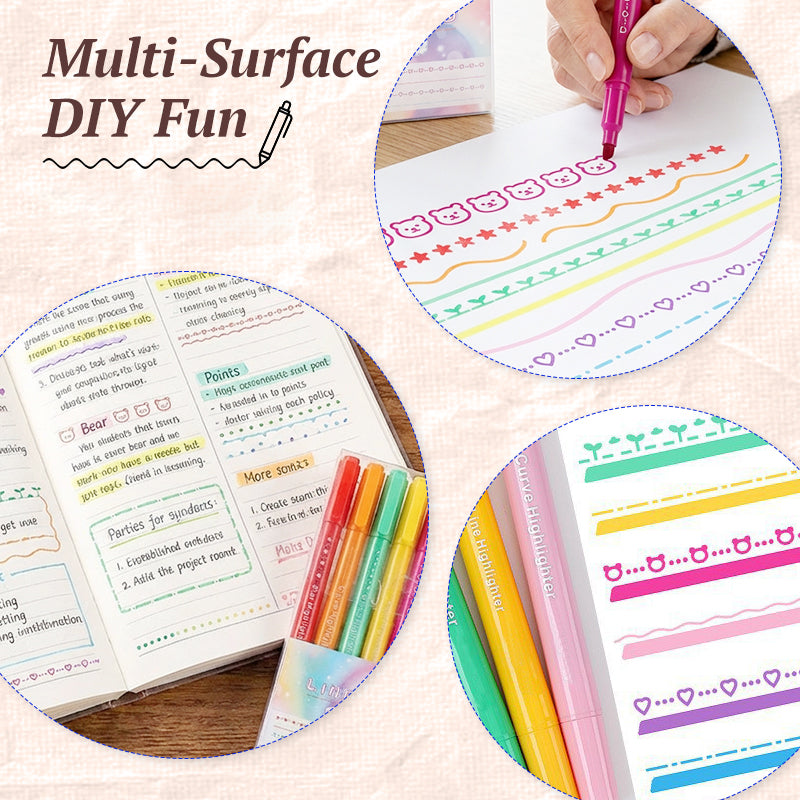 8PCS Dual Tip Curve Highlighter Set