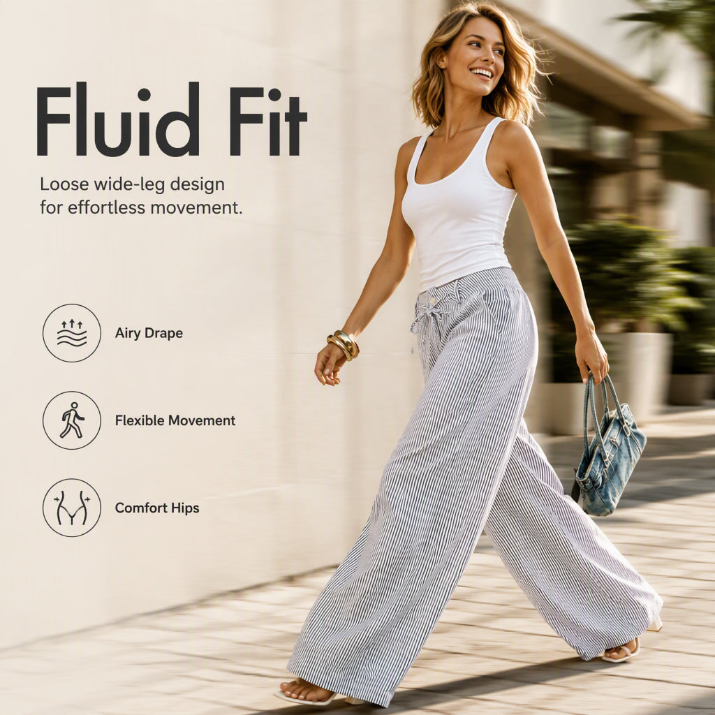 Women's Wide Leg Striped Pants
