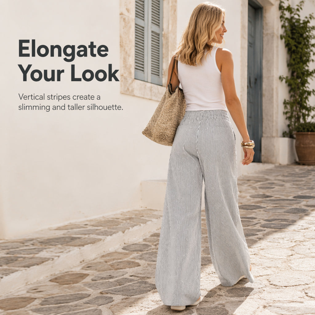 Women's Wide Leg Striped Pants