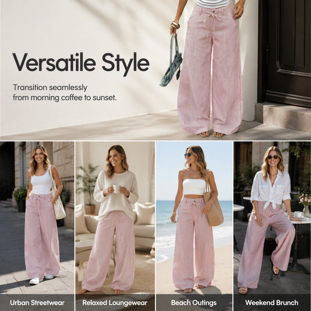 Women's Wide Leg Striped Pants